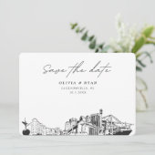 Jacksonville Wedding Skyline Sketch Save the Date Einladung (Stehend Vorderseite)