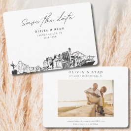 Jacksonville Wedding Skyline Sketch Save the Date Einladung