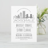 Jacksonville Wedding | Stilisierte Skyline-Einladu Einladung (Stehend Vorderseite)