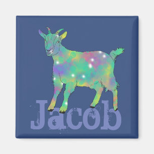 Jacob Add Name Colorful Sparkor Goat Animal Art Magnet