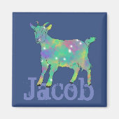 Jacob Add Name Colourful Sparkle Goat Animal Art Magnet (Vorne)