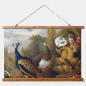 Jacob Bogdani Peacock Peahen Parrots Canary Wandteppich Mit Holzrahmen (Vorne)