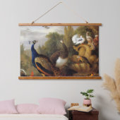 Jacob Bogdani Peacock Peahen Parrots Canary Wandteppich Mit Holzrahmen (Schlafzimmer)