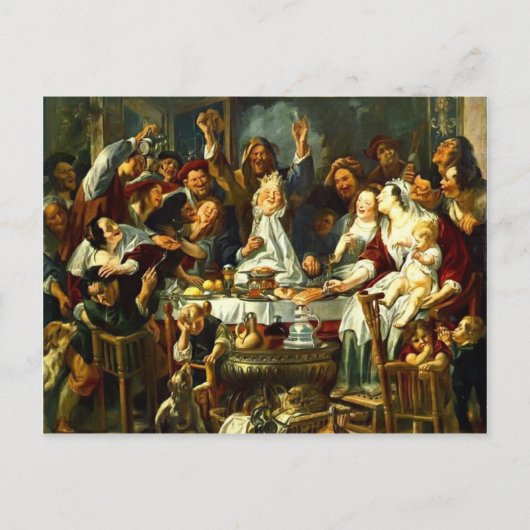 Jacob Jordaens - Der König trinkt Postkarte (Vorderseite)
