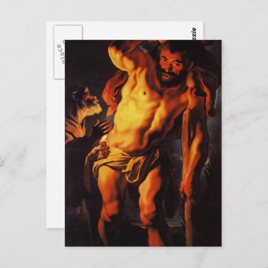 Jacob Jordaens - Saint Christopher mit Kind Postkarte (Vorne/Hinten)