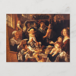 Jacob Jordaens - Wie der alte Sang, also der junge Postkarte