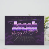 Jacob Name Vorname lila retro Karte Geburtstag (Stehend Vorderseite)