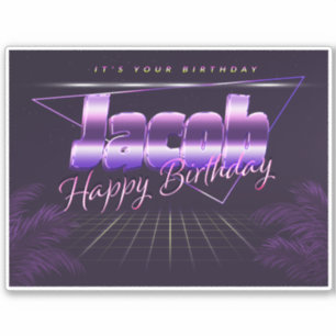 Jacob Name Vorname lila retro Sticker Geburtstag
