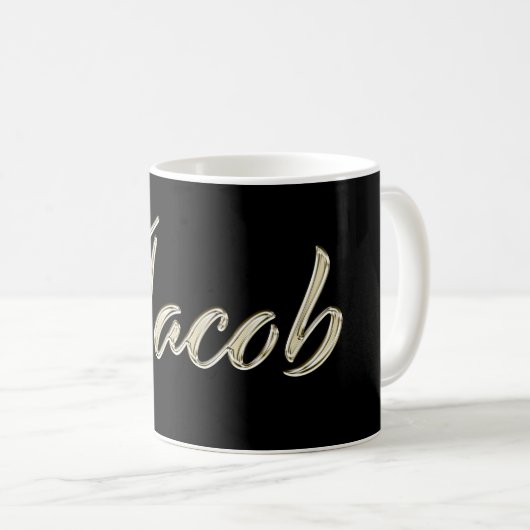 Jacob Name whitegold Tasse Teetasse Kaffeetasse (VorderseiteRechts)