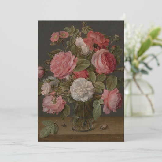 Jacob van Hulsdonck - Roses in a Glass Vase Einladung (Stehend Vorderseite)