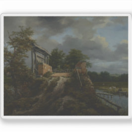 Jacob van Ruisdael - Brücke mit einem Schloss Aufkleber