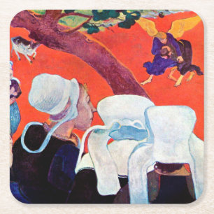 Jacob Wrestling mit dem Engel, Gauguin Rechteckiger Pappuntersetzer