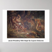 Jacob Wrestling mit Engel von Eugene Delacroix Poster (Vorne)
