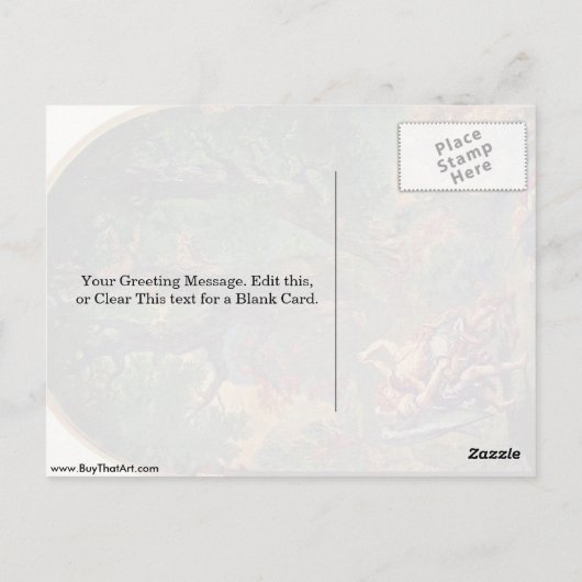 Jacob Wrestling mit Engel von Eugene Delacroix Postkarte (Rückseite)