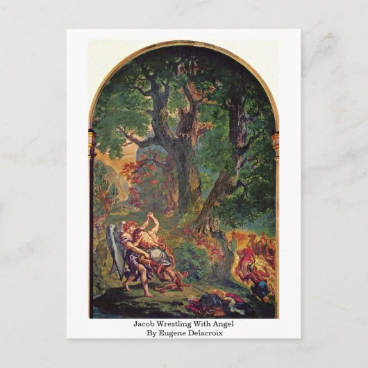 Jacob Wrestling mit Engel von Eugene Delacroix Postkarte (Vorderseite)