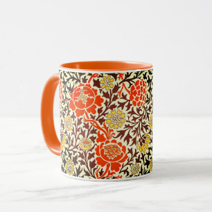 Jacobäisches Floral, Orange, Braun und Senfgold Tasse