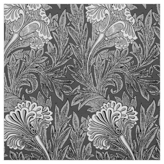 Jacobean Blumen-Damast, grau/Grau und Weiß Stoff (Muster)