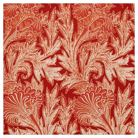 Jacobean Blumen-Damast, Mandarine und Hellorangees Stoff (Muster)