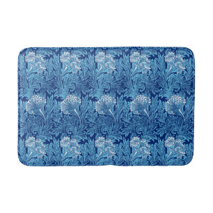 Jacobean Blumen-Damast, Marine, Himmel-Blau und Badematte