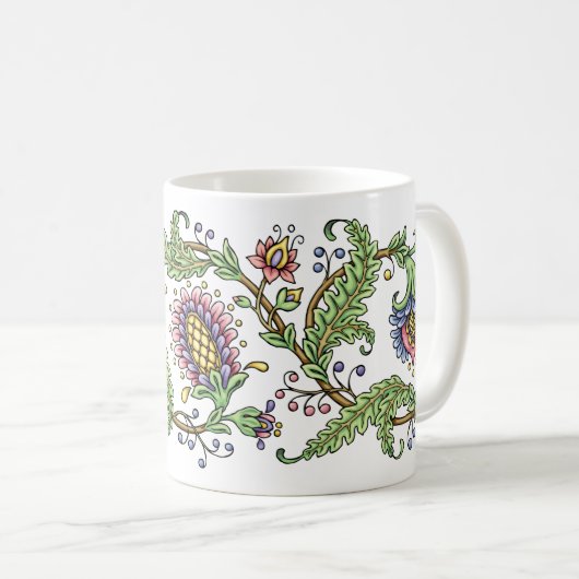 Jacobean Blumenzeichnende FederTasse Kaffeetasse (VorderseiteRechts)