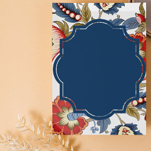 Jacobean-rot und blau leere Einladung