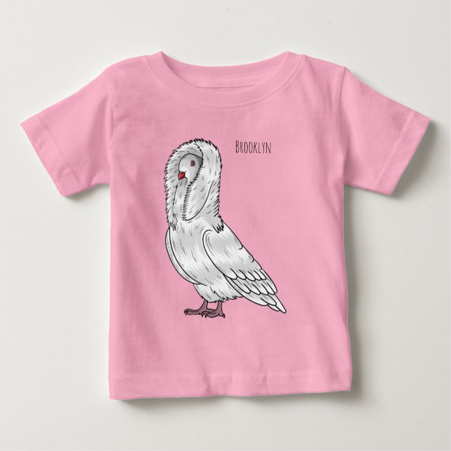 Jacobin-Taube-Cartoon Baby T-shirt (Vorderseite)