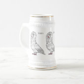 Jacobin-Taube-Cartoon Bierglas (Vorderseite Links)