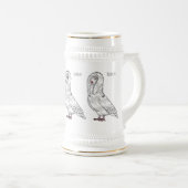 Jacobin-Taube-Cartoon Bierglas (VorderseiteRechts)