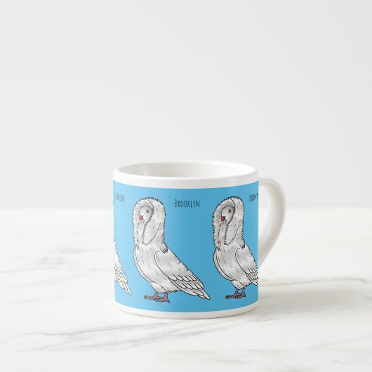 Jacobin-Taube-Cartoon Espressotasse (Vorderseite Rechts)