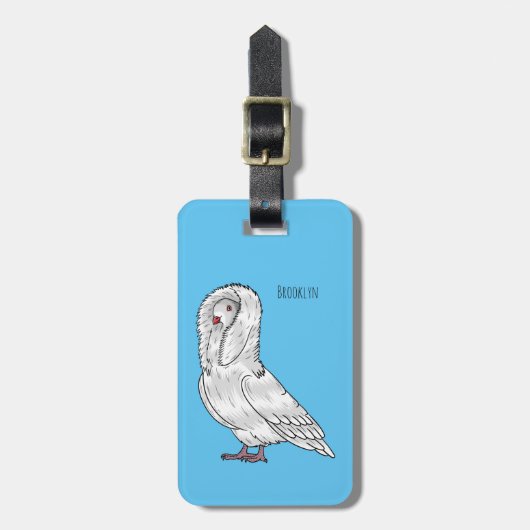 Jacobin-Taube-Cartoon Gepäckanhänger (Vorderseite vertikal)