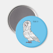 Jacobin-Taube-Cartoon Magnet (Vorderseite/Rückseite)