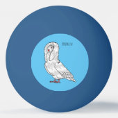 Jacobin-Taube-Cartoon Tischtennisball (Vorderseite)