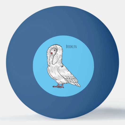 Jacobin-Taube-Cartoon Tischtennisball (Vorderseite)