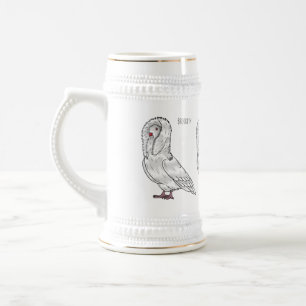 Jacobinertaube Vogel Cartoon-Illustration Bierglas