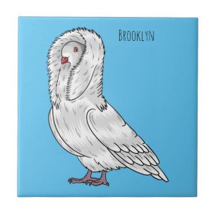 Jacobinertaube Vogel Cartoon-Illustration Fliese