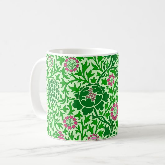 Jacobitisches Blumenmuster, Smaragd- und Limetteng Kaffeetasse (Vorderseite Links)