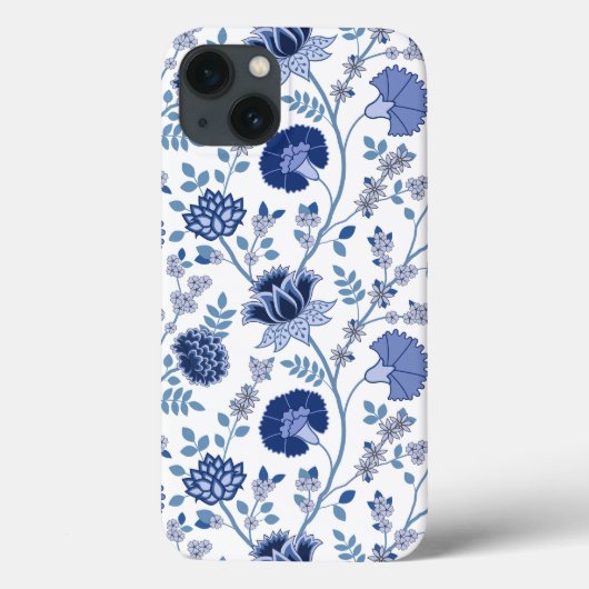 Jacobobobohnenfloral Big Pattern Blues auf Weiß Case-Mate iPhone Hülle (Rückseite)