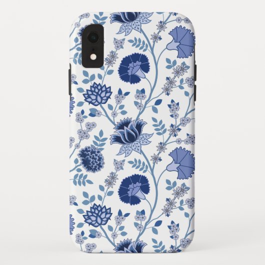 Jacobobobohnenfloral Big Pattern Blues auf Weiß Case-Mate iPhone Hülle (Rückseite)