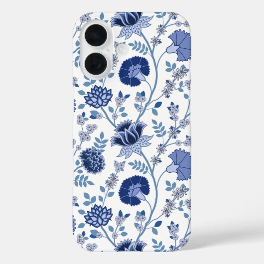 Jacobobobohnenfloral Big Pattern Blues auf Weiß Case-Mate iPhone Hülle (Rückseite)