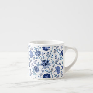 Jacobobobohnenfloral Big Pattern Blues auf Weiß Espressotasse