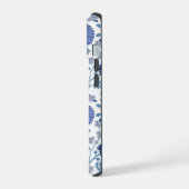 Jacobobobohnenfloral Big Pattern Blues auf Weiß iPhone 15 Hülle (Linke Seite)