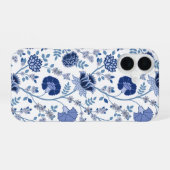 Jacobobobohnenfloral Big Pattern Blues auf Weiß iPhone 16 Hülle (Rückseite (Horizontal))