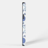 Jacobobobohnenfloral Big Pattern Blues auf Weiß iPhone Hülle (Rechte Seite)