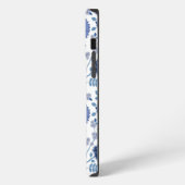 Jacobobobohnenfloral Big Pattern Blues auf Weiß iPhone Hülle (Linke Seite)