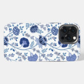 Jacobobobohnenfloral Big Pattern Blues auf Weiß iPhone Hülle (Rückseite (Horizontal))