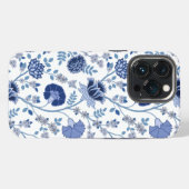 Jacobobobohnenfloral Big Pattern Blues auf Weiß iPhone Hülle (Rückseite (Horizontal))