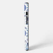 Jacobobobohnenfloral Big Pattern Blues auf Weiß iPhone Hülle (Linke Seite)