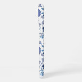 Jacobobobohnenfloral Big Pattern Blues auf Weiß iPhone Hülle (Linke Seite)