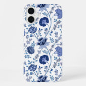 Jacobobobohnenfloral Big Pattern Blues auf Weiß iPhone Hülle (Rückseite)