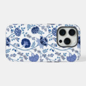 Jacobobobohnenfloral Big Pattern Blues auf Weiß iPhone Hülle (Rückseite (Horizontal))